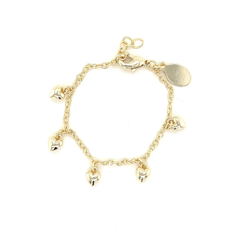 Stretch bangle bracelets-Small Puffy Heart Charm Bracelet